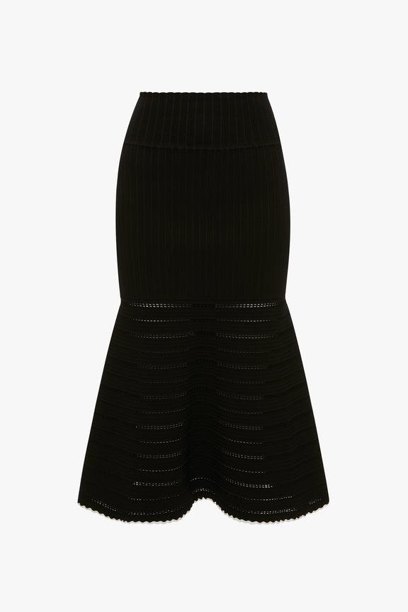 Black Flared Midi Skirt