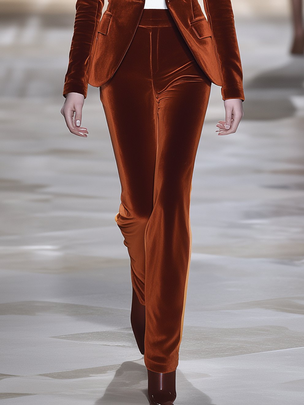 Dark Orange Velvet Suit