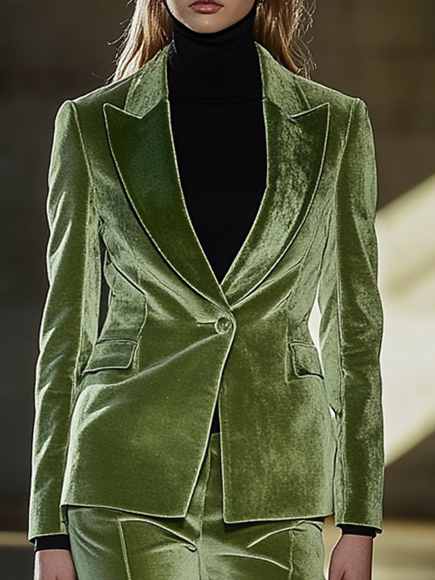 Olive Velvet Blazer