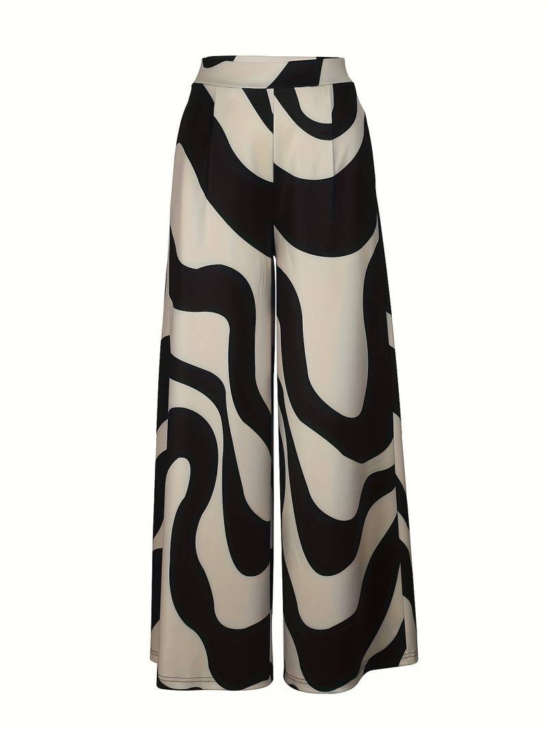 High Waist Printed Wide Leg Pants