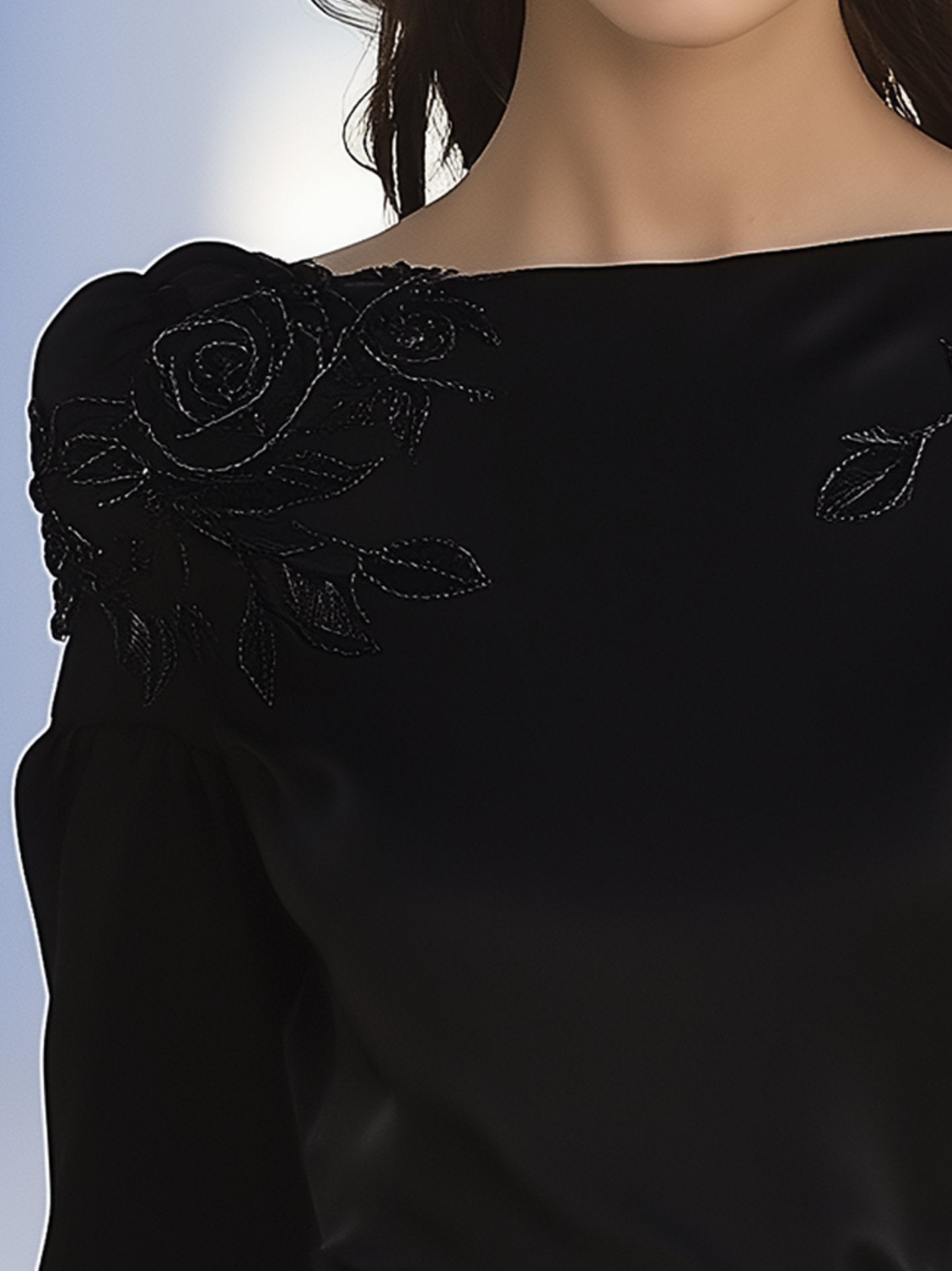 Black Shirt With Silver Embroidery