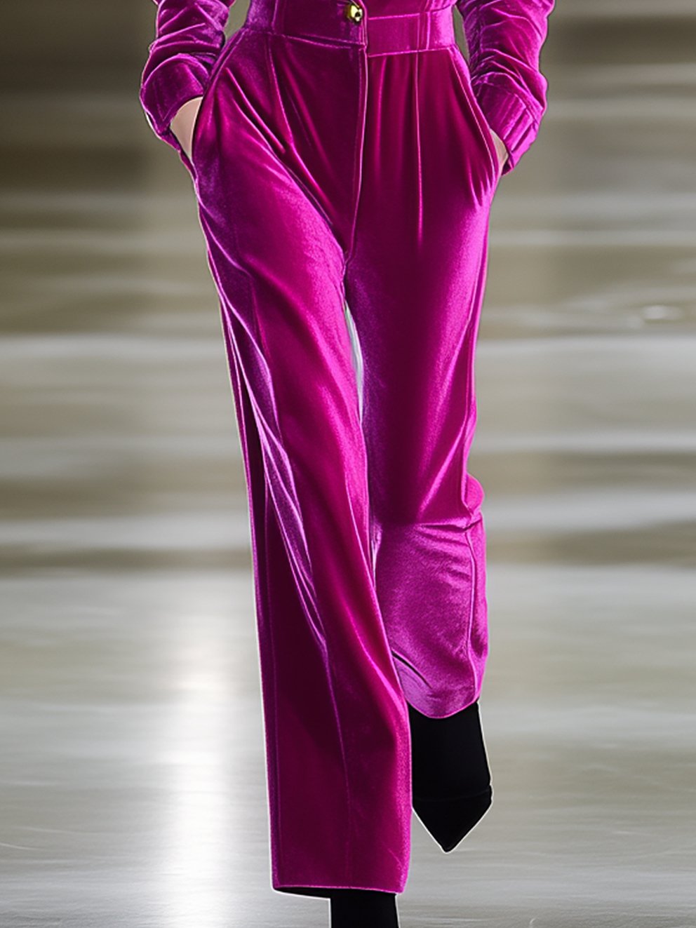 Barbie Pink Velvet Jumpsuit With Pocket