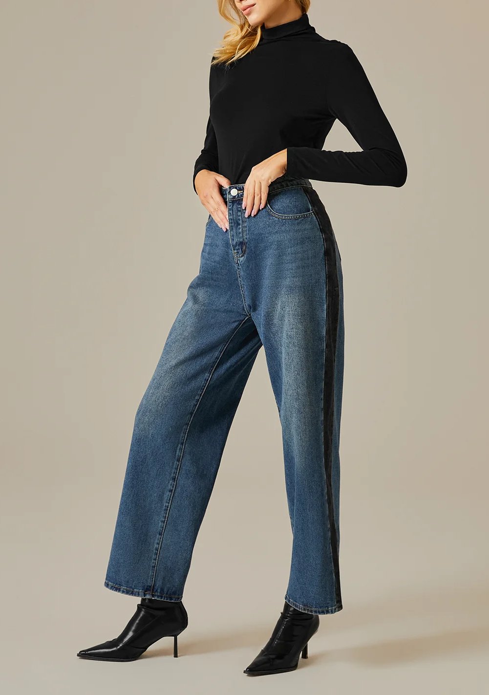 Color Block Regular Fit Jeans