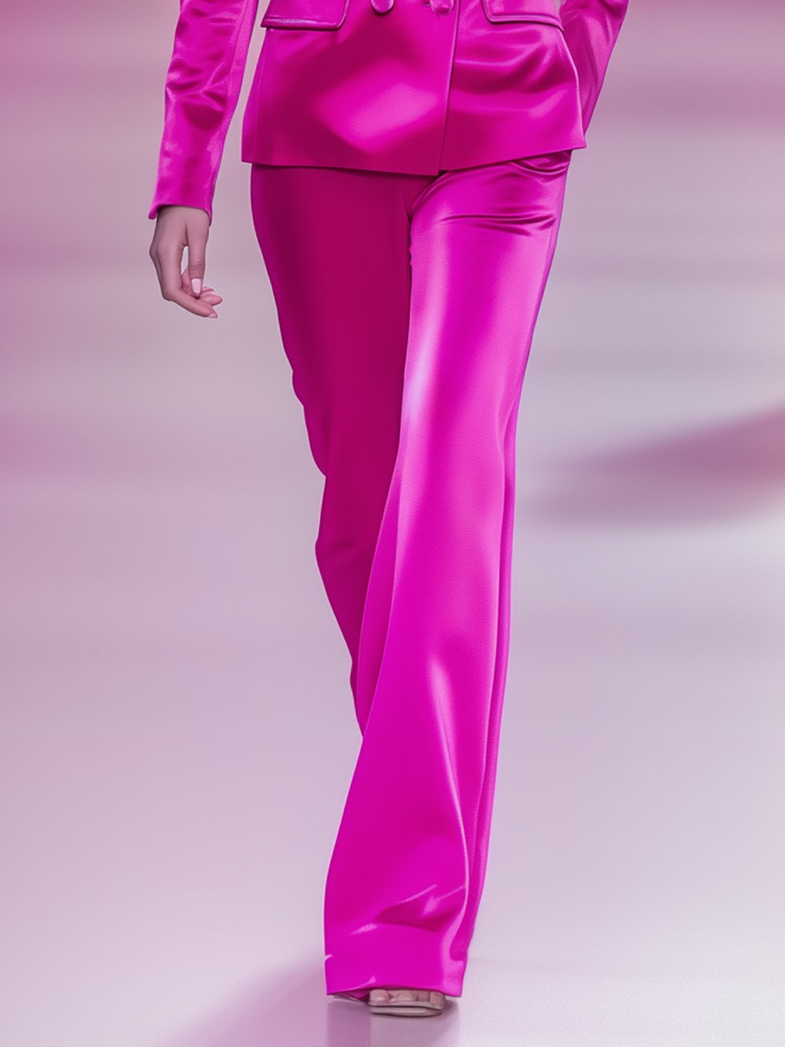 Barbie Pink Satin Pants With Light Pink Trim