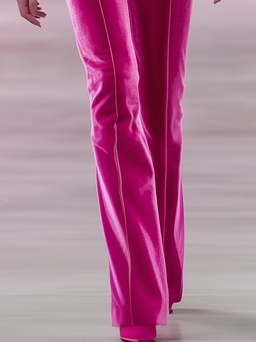 Barbie Pink Velvet Pants With Light Pink Trimmed