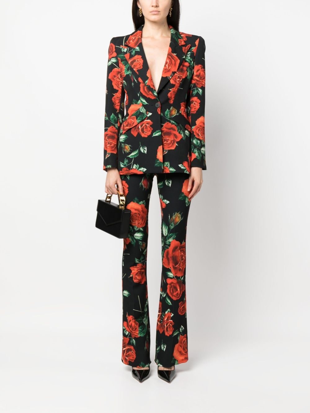 Floral-print Flared Trousers