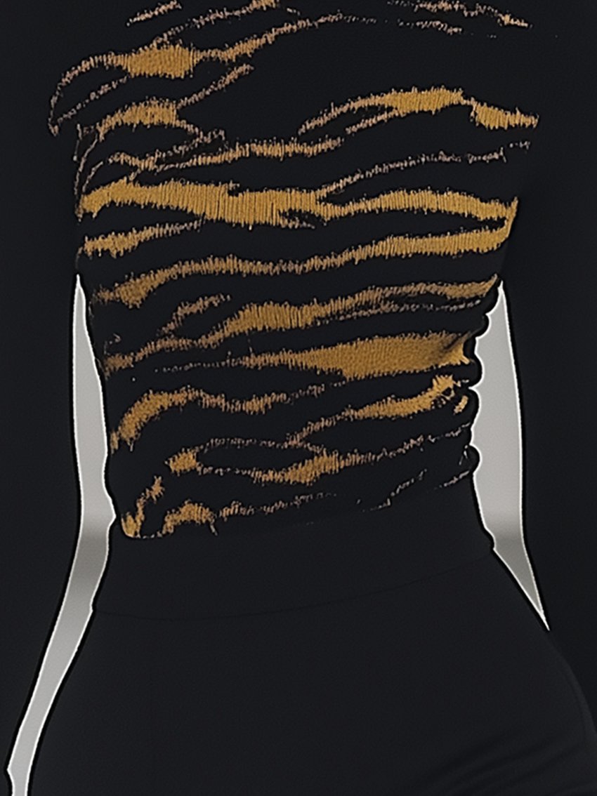 Black Stretch-fit T-shirt In Abstract Leopard Print