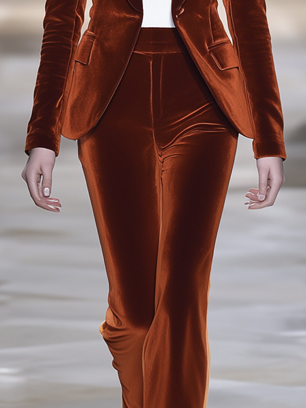 Dark Orange Velvet Pants