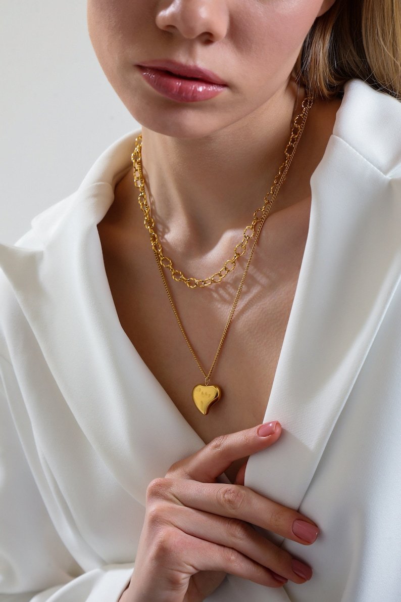 Gold Heart Charm Necklace