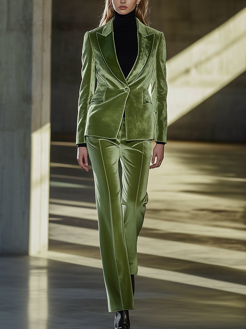 Olive Velvet Suit