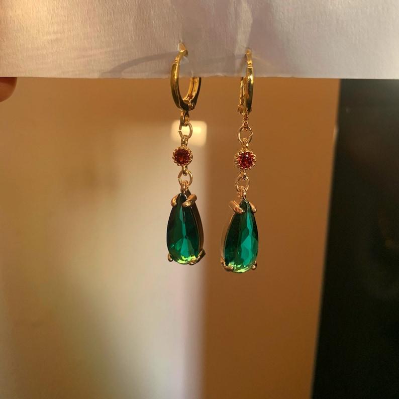 Boucles d'oreilles en cristal vert