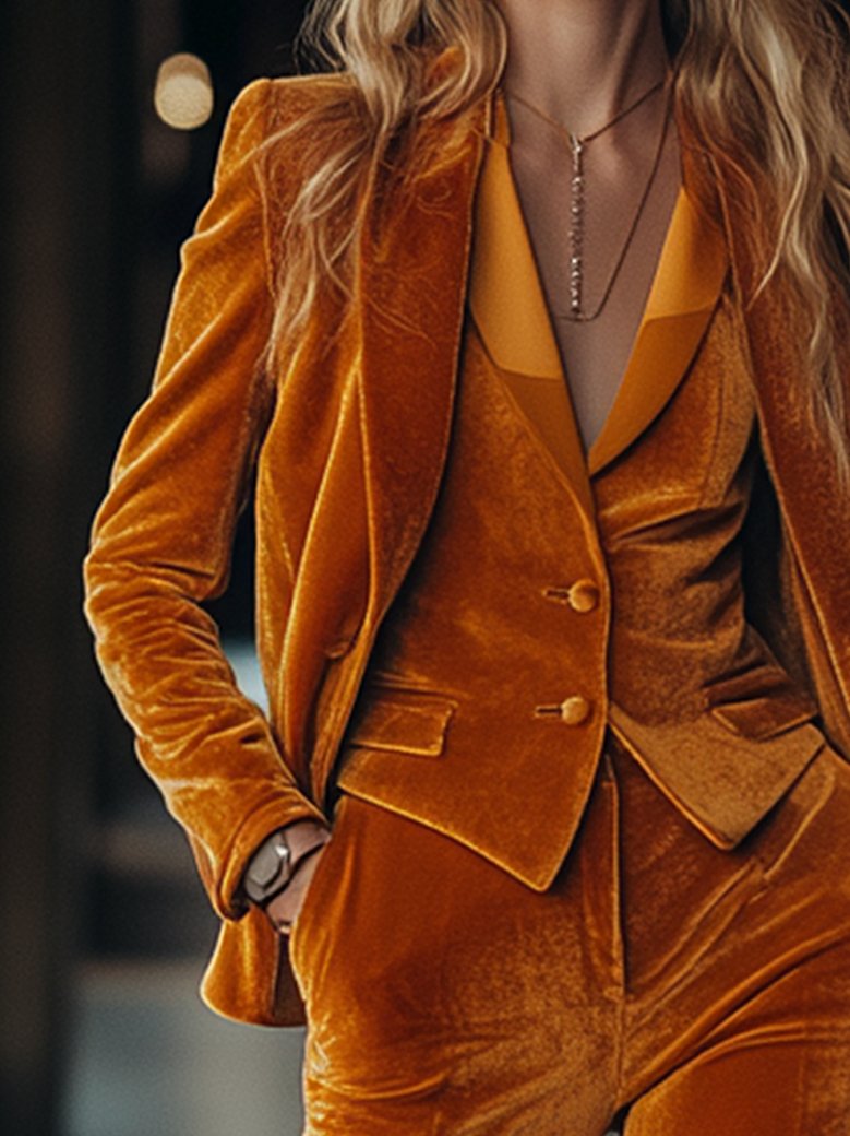 Orange Velvet Blazer