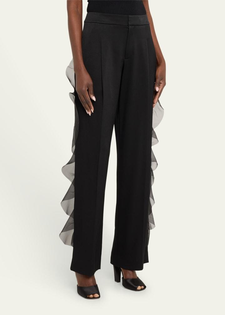 Ruffle Straight-Leg Pants